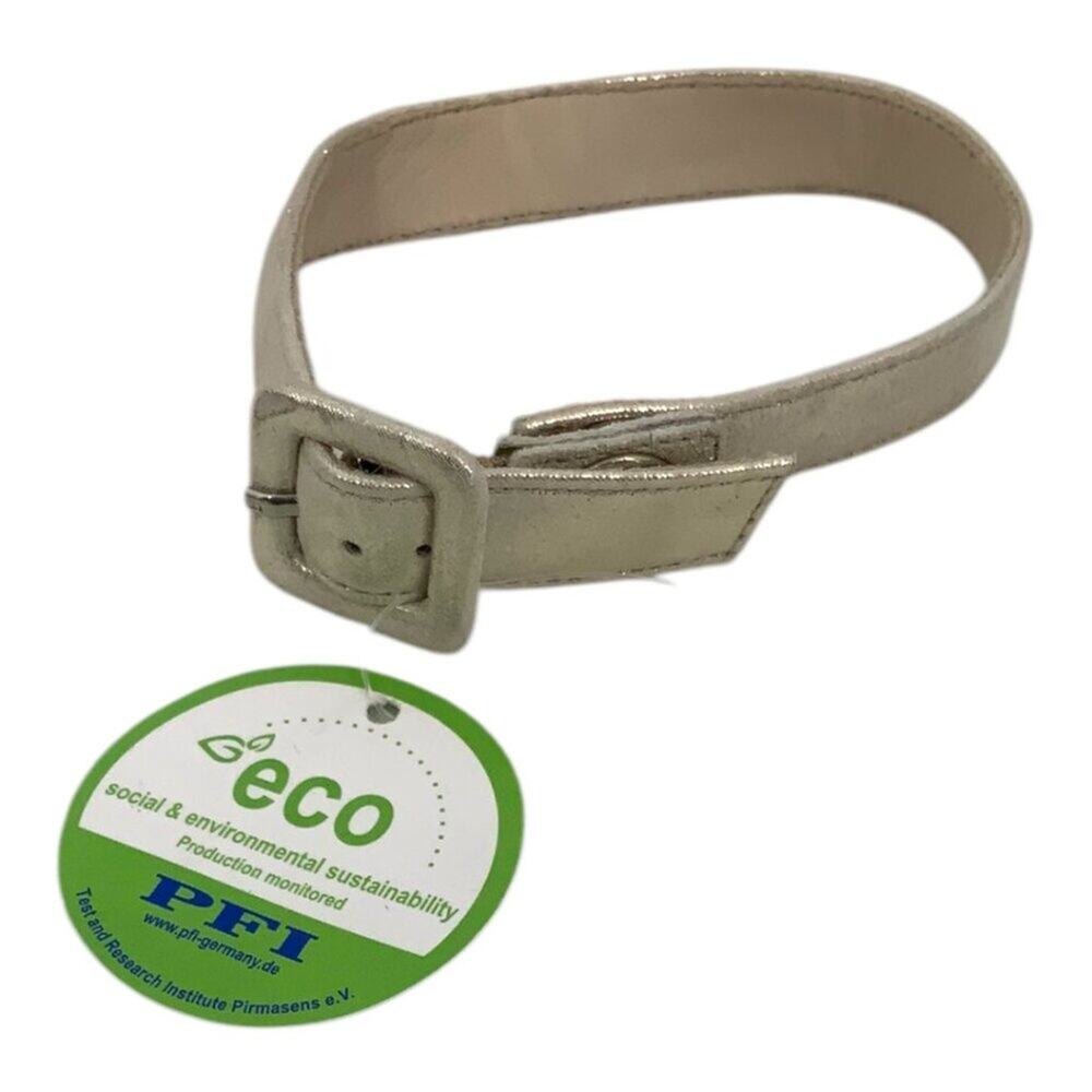 Champagne Metallic Faux Leather Adjustable Pet Collar Size Small NWT